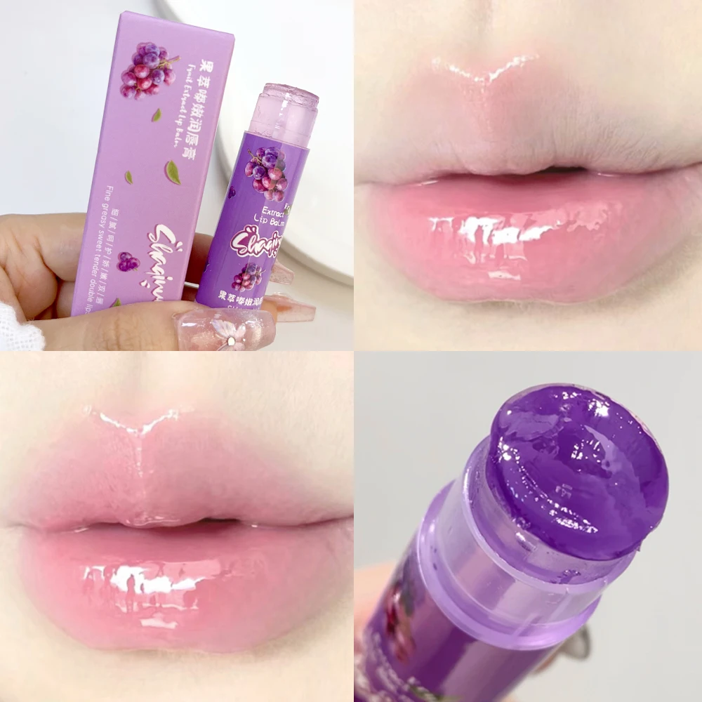 Moisturizing Juice Lip Balm Set Lasting Anti-Cracking Nourish Lipstick Non-sticky Fruity Peach Grape Lips Care Balm Lips Makeup