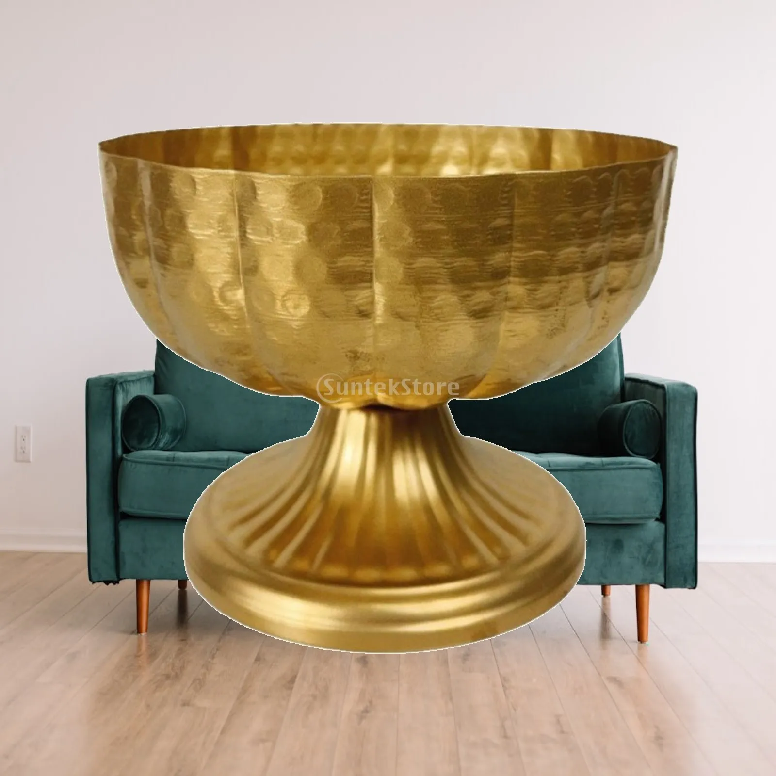 Metal Vase with Pedestal Wide-Mouth Urn Elegant for Hotel Lobby, Event Planners