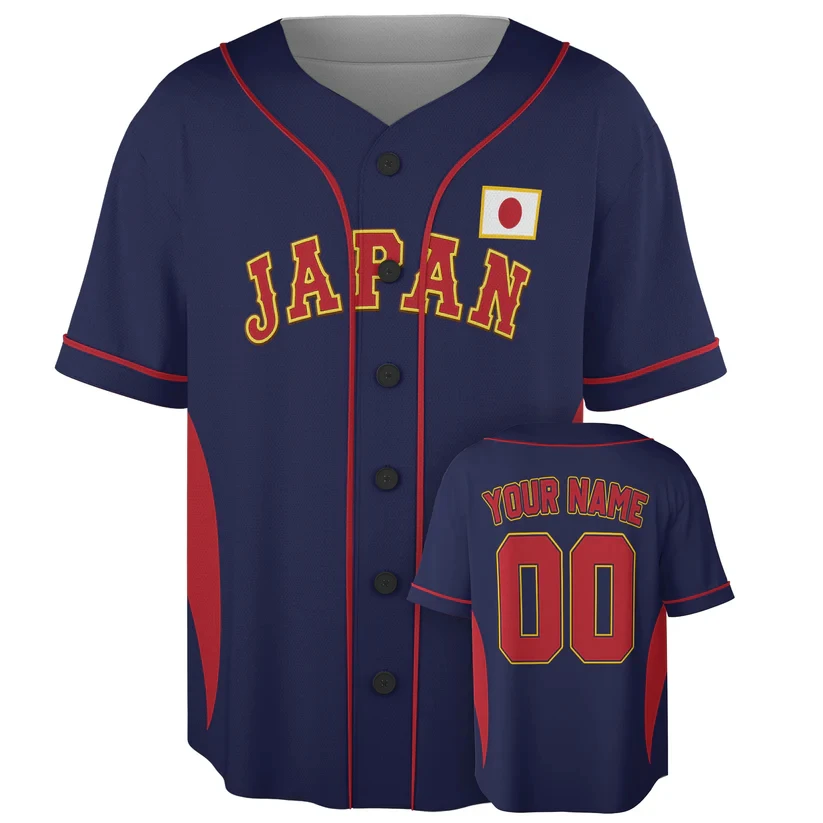 

Custom Japan Baseball Jersey Personalized Name Number Print Sporty Patriotic Casual Tops Wholesale Dropshipping Fast Delivery