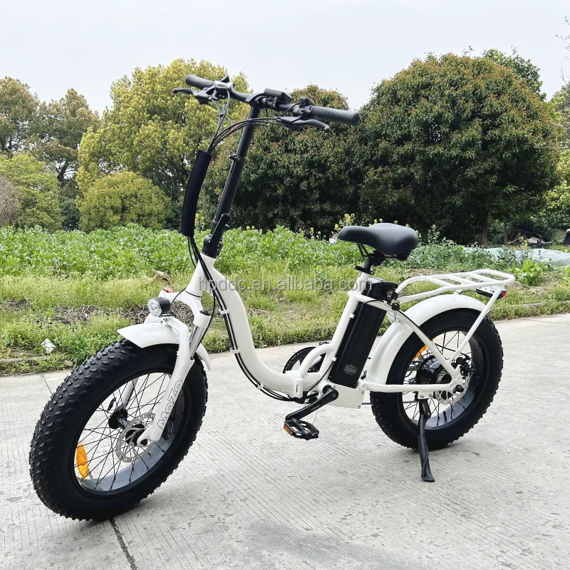 Adults Step Thru Electric Folding Bike Rear Rack 15ah Portable Battery Foldable Bicycle 20-Inch  Fat Tire Ready to Ship
