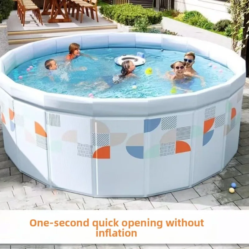 

Self Watering Folding Round Bubble Pool For Kids Portable Family Use No Inflate Easy Storage Family Pool Durable Childrens Pool