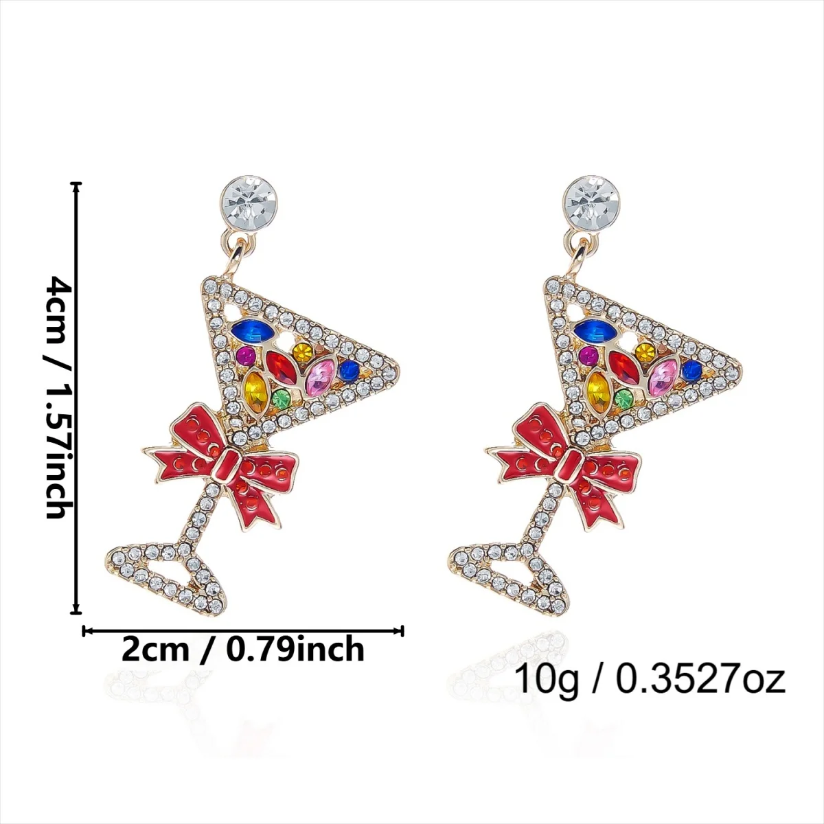 Weihnachts-Strass-Stern-Weihnachtsmann-Ohrhänger für Damen, modische rote Schleifen-Weihnachtsstangen-Weinglas-Socken-Ohrringe, Neujahrs-Schmuck – Detail 37