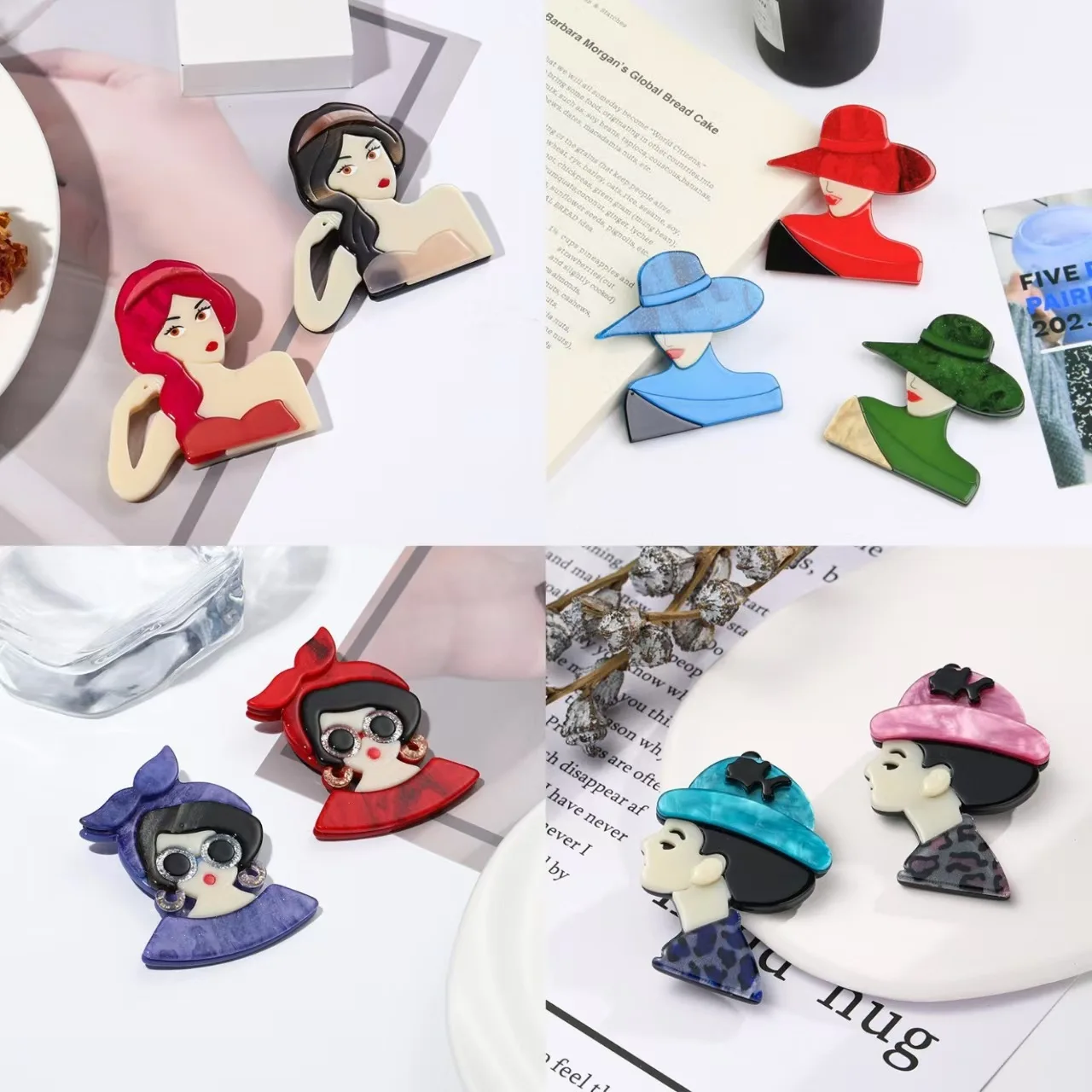 DIY accessories Korean acrylic corsage, flower brooch cross-border versatile jewelry niche shawl cheongsam light luxury pin whol