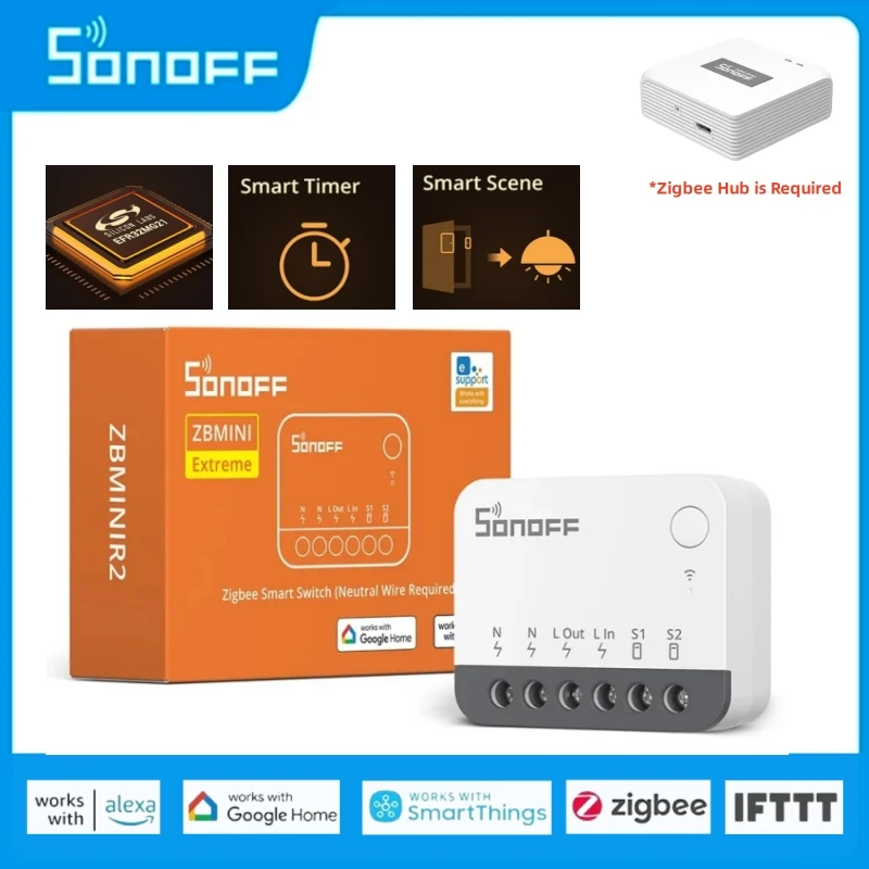 SONOFF ZBMINIR2 Extreme Zigbee3.0 สมาร์ทสวิทช์ถอดรีเลย์ Zigbee Hub ต้องใช้ Smart Home Timer ทํางานร่วมกับ Alexa Google