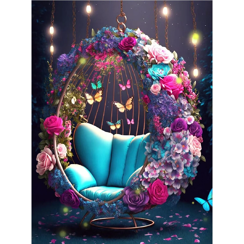 5D Diamond Embroidery Butterfly Cradle Full Square Diamond Painting Flower Picture Of Rhinestone Mosaic Home Decoration Gift