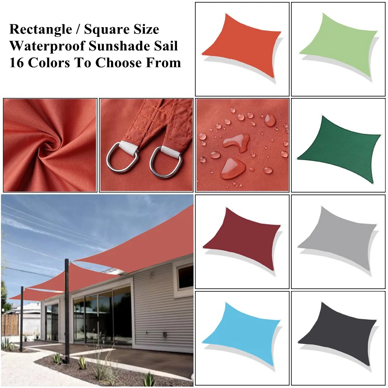 

Waterproof Sun Shade Sail Rectangle / Square Swimming Pool Shading Cloth Outdoor Awning Garden Patio Rainproof Sunscreen Cloth