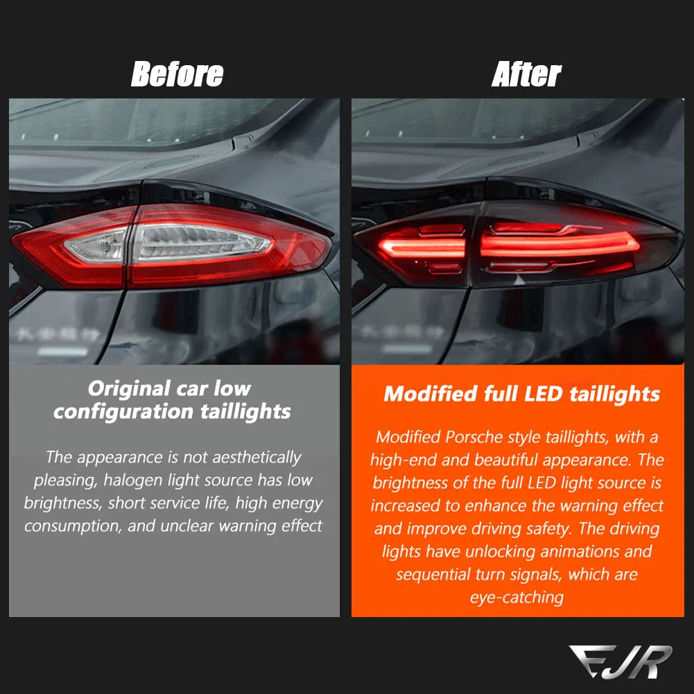 For Ford Mondeo 2013-2016 Taillights Assemblies Modified to Porsche Style LED Flowing Light Rear Tail Lamp Car Accessories