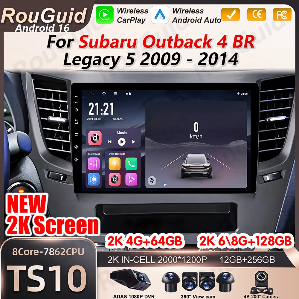 

Android 16 Car Radio Carplay For Subaru Outback 4 BR Legacy 5 2009 2010 2011 2012 2013 2014 Stereo Navigation Multimedia Player