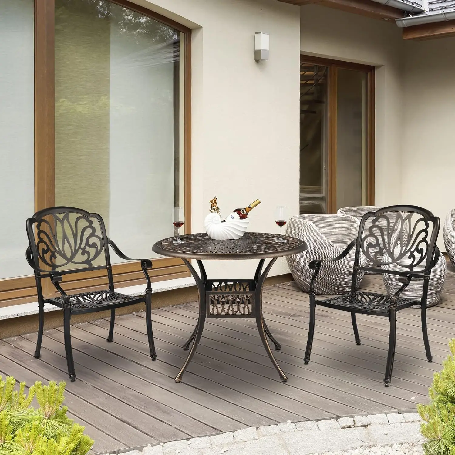 Outdoor Dining Chairs Set of 4 Aluminum Patio Chairs, Cast Aluminum Patio Furniture Metal Outdoor Chairs for, Customized