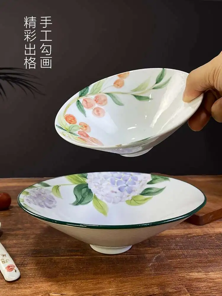 

Bamboo Hat Noodle Bowl Ceramic Vegetable Soup Bowl