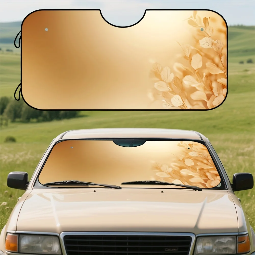 

1pc, Beige Gradient Abstract Print Front Auto Windshield Sun Shade, Foldable Sun Visor For Vehicle, Ideal For Daily City Driving