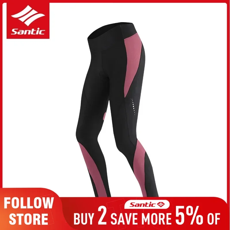 

Santic женские флисовые велосипедные брюки зимние термобелье уличные велосипедные брюки с 3D подкладкой MTB дорожные длинные брюки для скоростного спуска женские