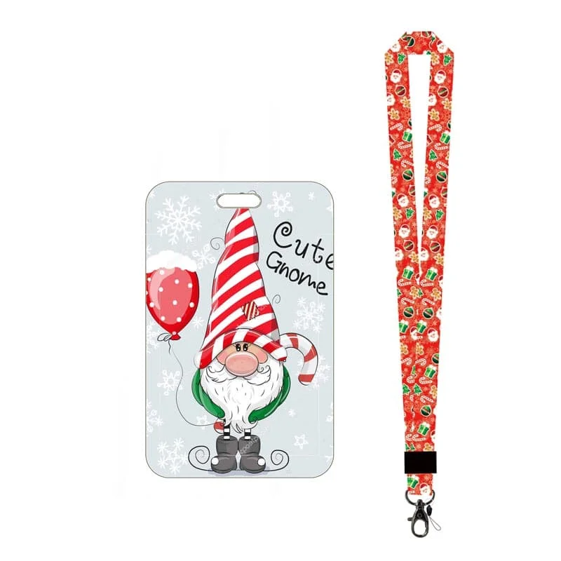 Weihnachten Gnome Kartenhalter Lanyard Schlüsselanhänger Yule Tür Kartenetui Umhängeband Chrimbo ID Ausweishalter Schlüsselzubehör – Detail 27
