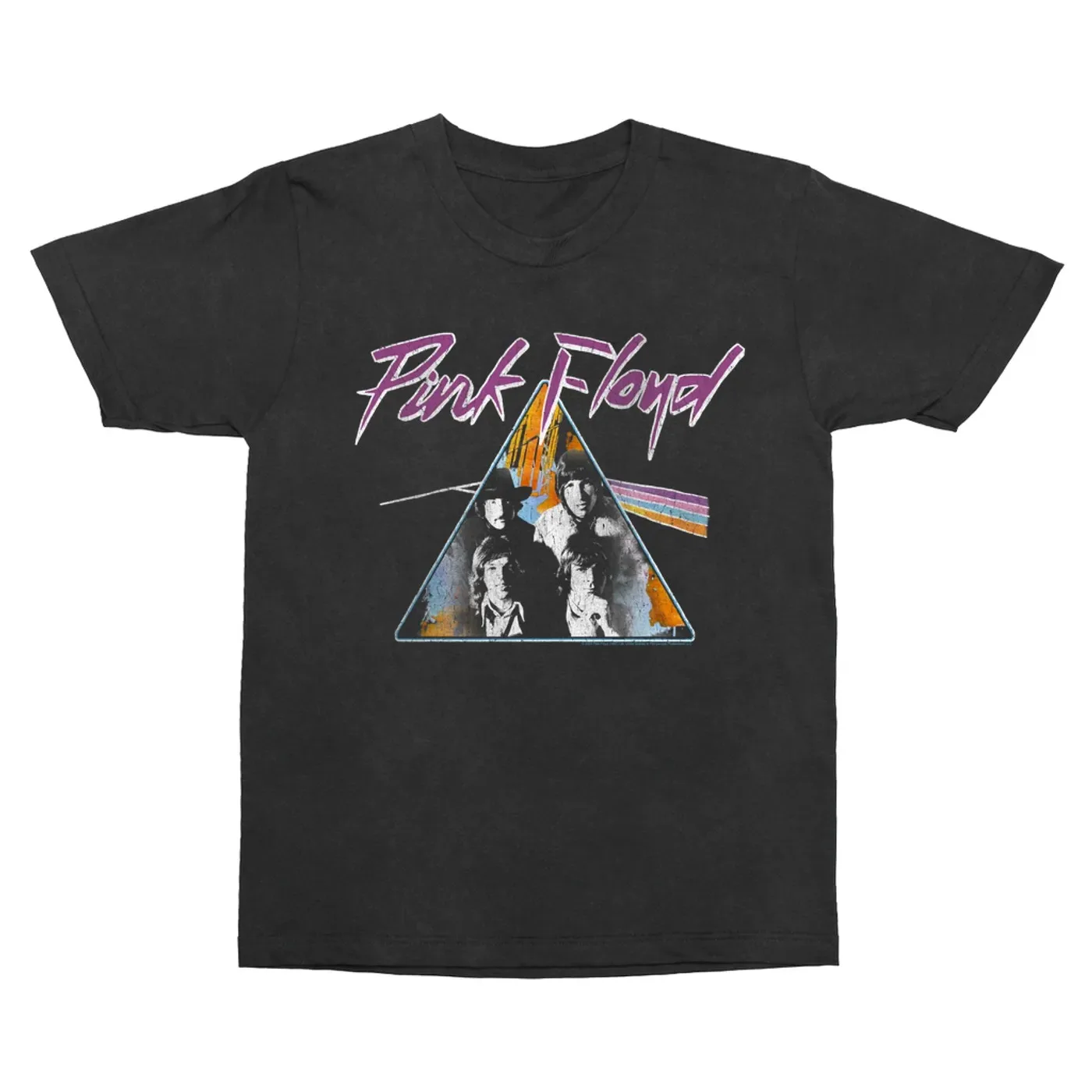 Pink Floyd T-Shirt Group Prism Image Purple Distressed Pink Floyd Print Oversized Y2K Tee Men Women Vintage Male Female Clothing