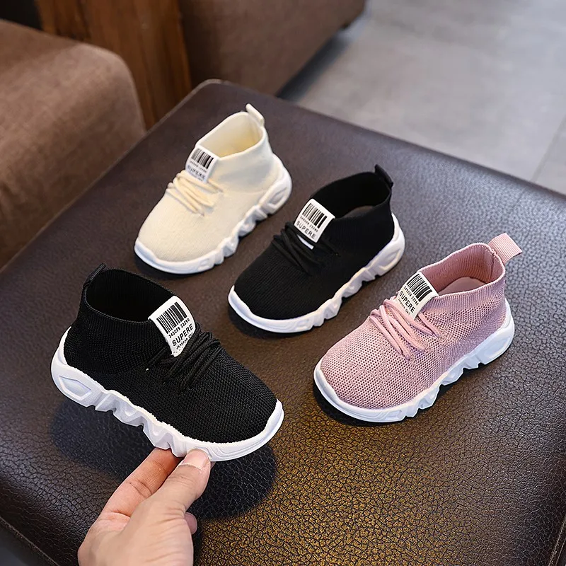 Toddler Boys Girls Slip-on Sneakers 2026 New Autumn Kid Knit Sneakers Non-slip Thick Sole Breathable Versatile School Daily Wear