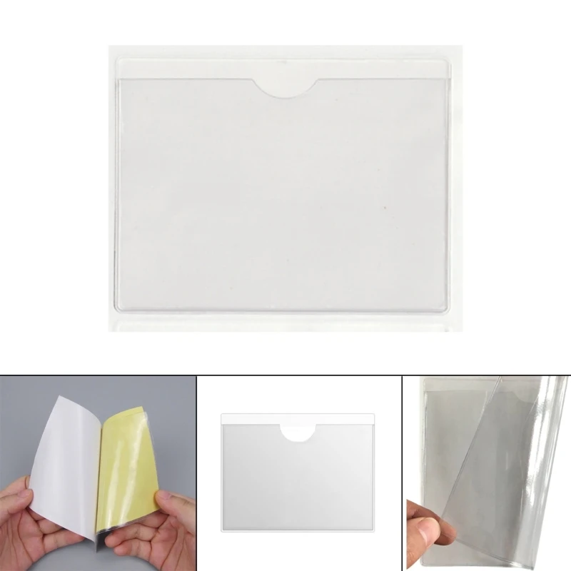 U90C Self-Adhesive Clear Card Holder Windshield Parking Permit Transparent Card Bag Durable Note Holders Cover Pocket 10Pack