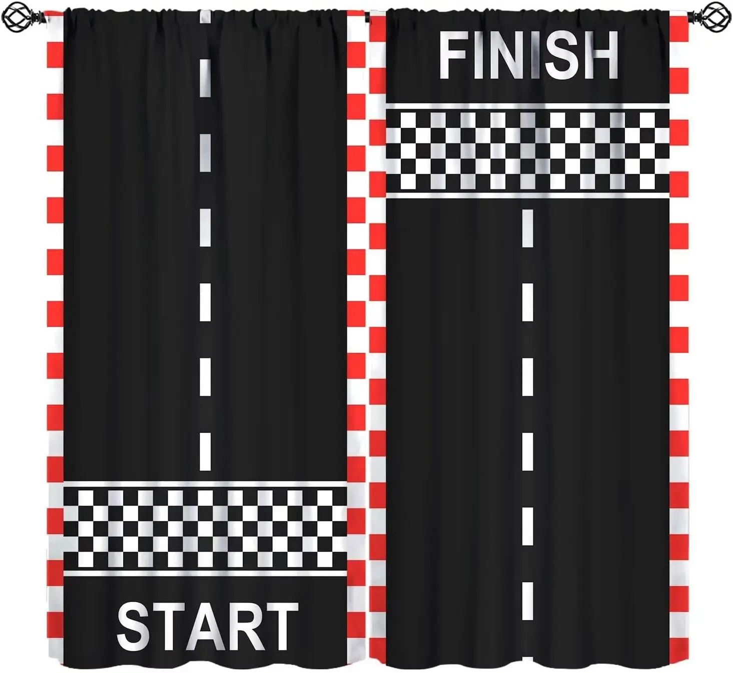 Kids Boys Race Car Curtains, Extreme Sports Car Racing Theme Art Printed Window Drapes for Bedroom and Nursery, 2 Panel