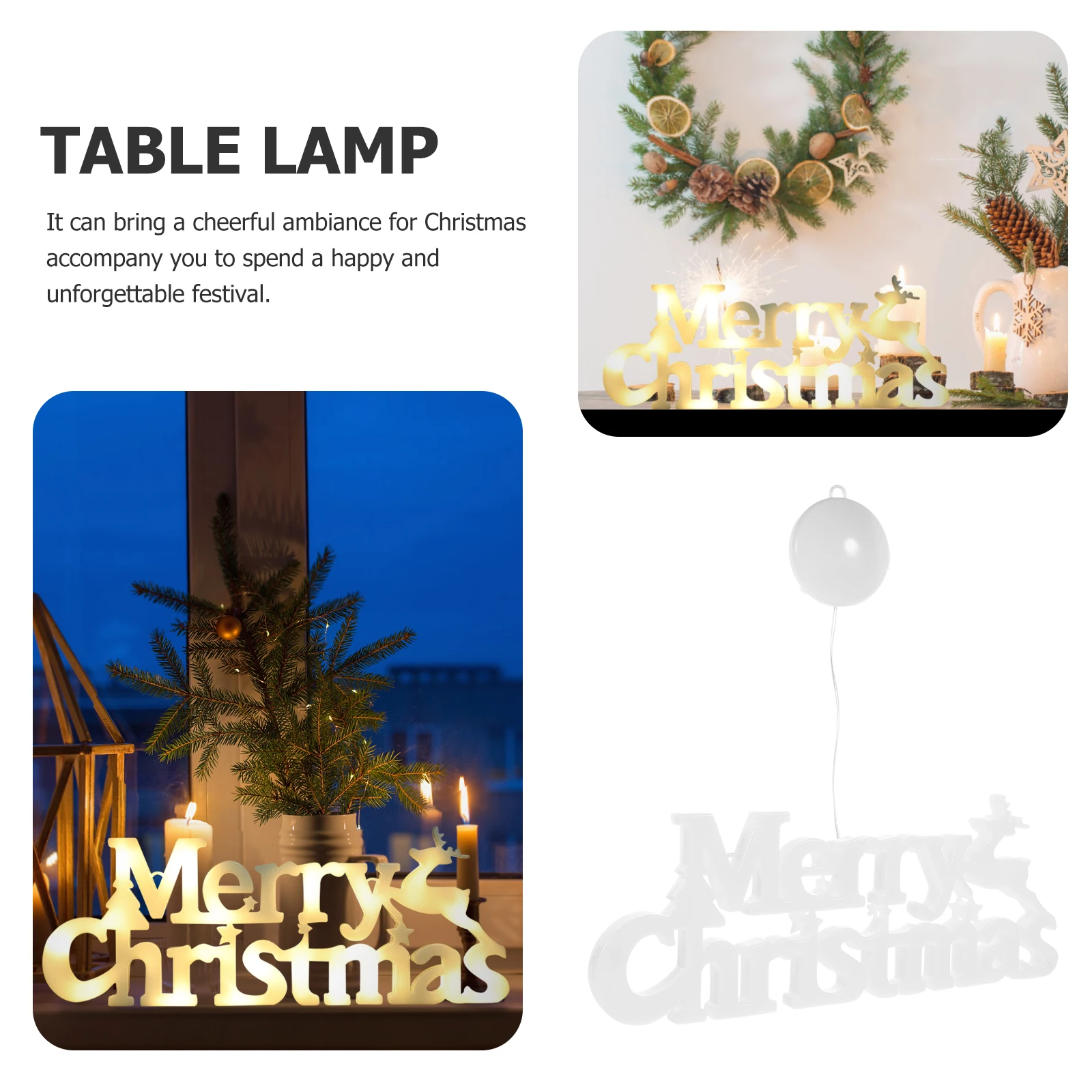 

Merry Warm White Merry Christmas Lamp Operated Desk Lamp Xmas Decorations Decorative Christmas Lights Reusable