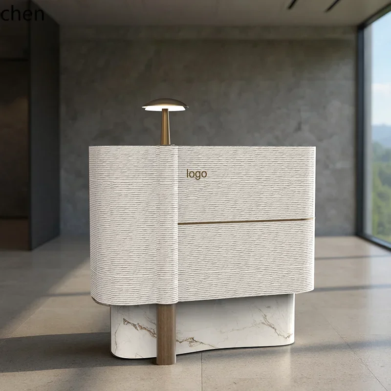 ZML Reception Desk Simple Modern Company Front Desk Stainless Steel