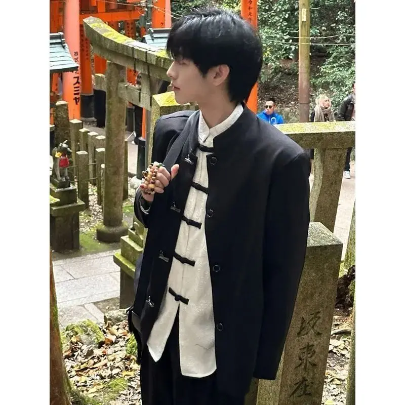 3 pezzi nuovo stile cinese con bottoni Zhongshan vestito chic colletto blazer abito casual da uomo stile cinese DK uniforme scolastica uniforme