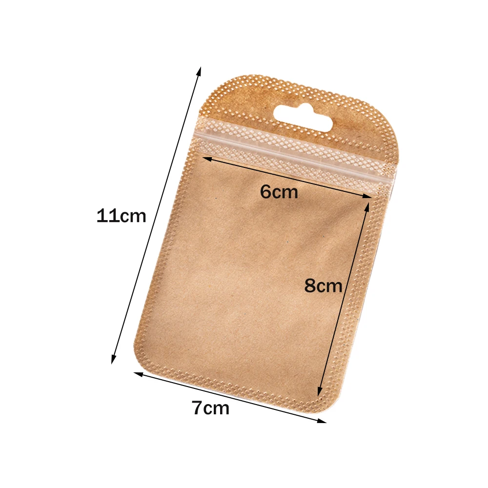 50pcs Kraft Self Sealing Bags Pink Paper Pouches Resealable Zip Lock Packaging for Jewelry Display Retail Food Storage Packaging