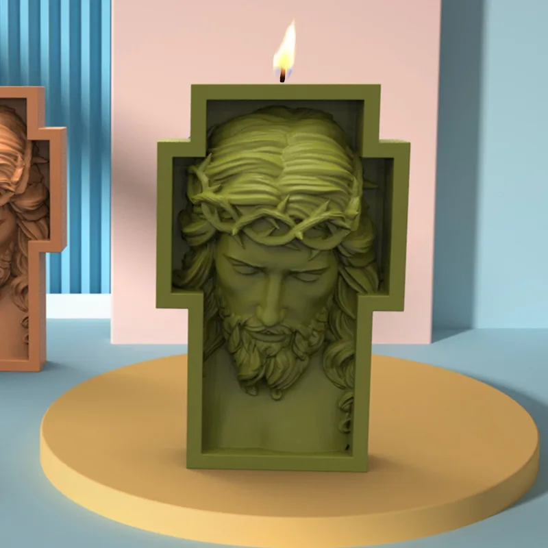 European Portrait Jesus Gypsum Mold DIY Upper Body Face Head Figure Aromatherapy Expanded Fragrance Stone Candle Silicone Mold