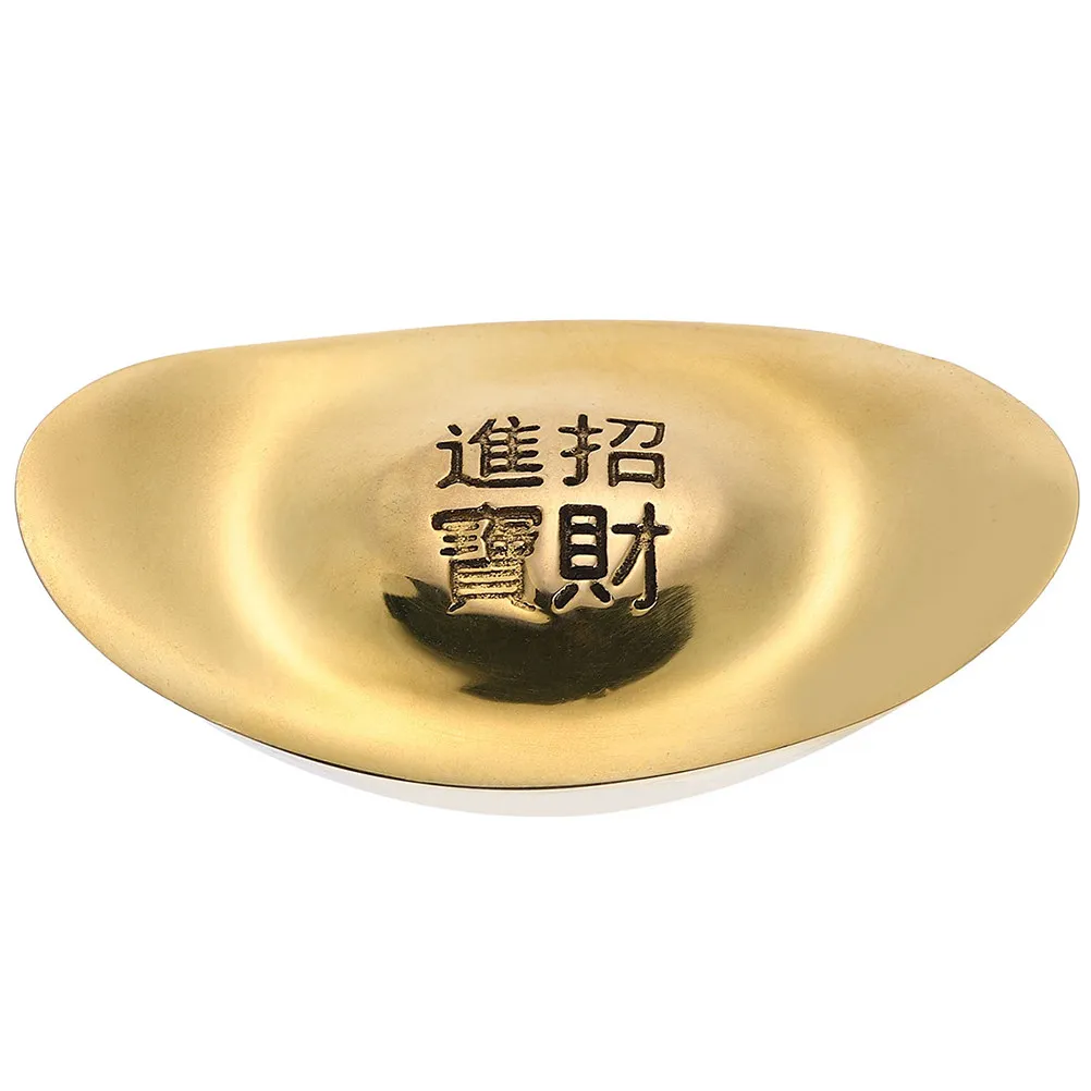 Solid Copper Yuan Bao Gold Ingot Desktop Decor For Fengshui Wealth Luck Office Home Accessories Craft Ornament