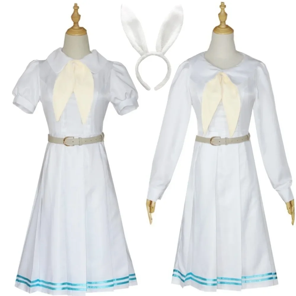 Anime Beastar Cosplay Costume Haru Disguise White Dress for Women Cute Rabbit Lolita Set Girls Uniform Halloween Carnival