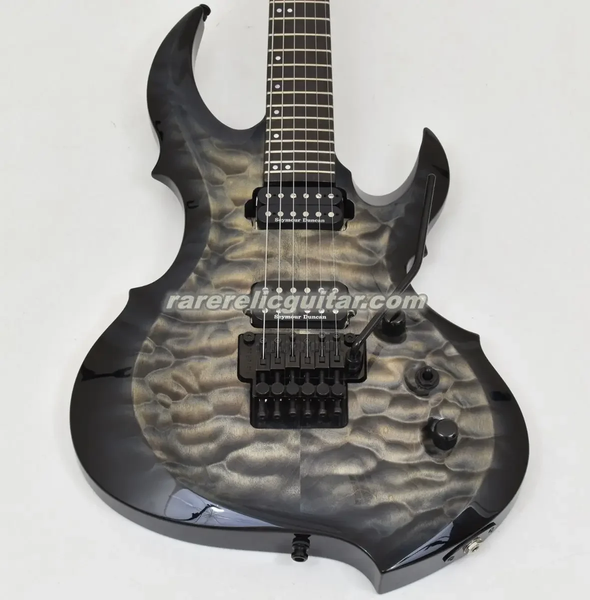 Rarerelic Rare FRX See Thru Black Sunburst Quilted Maple Top Electric Guitar Floyd Rose Tremolo 42mm Nut Thin U Neck Contour