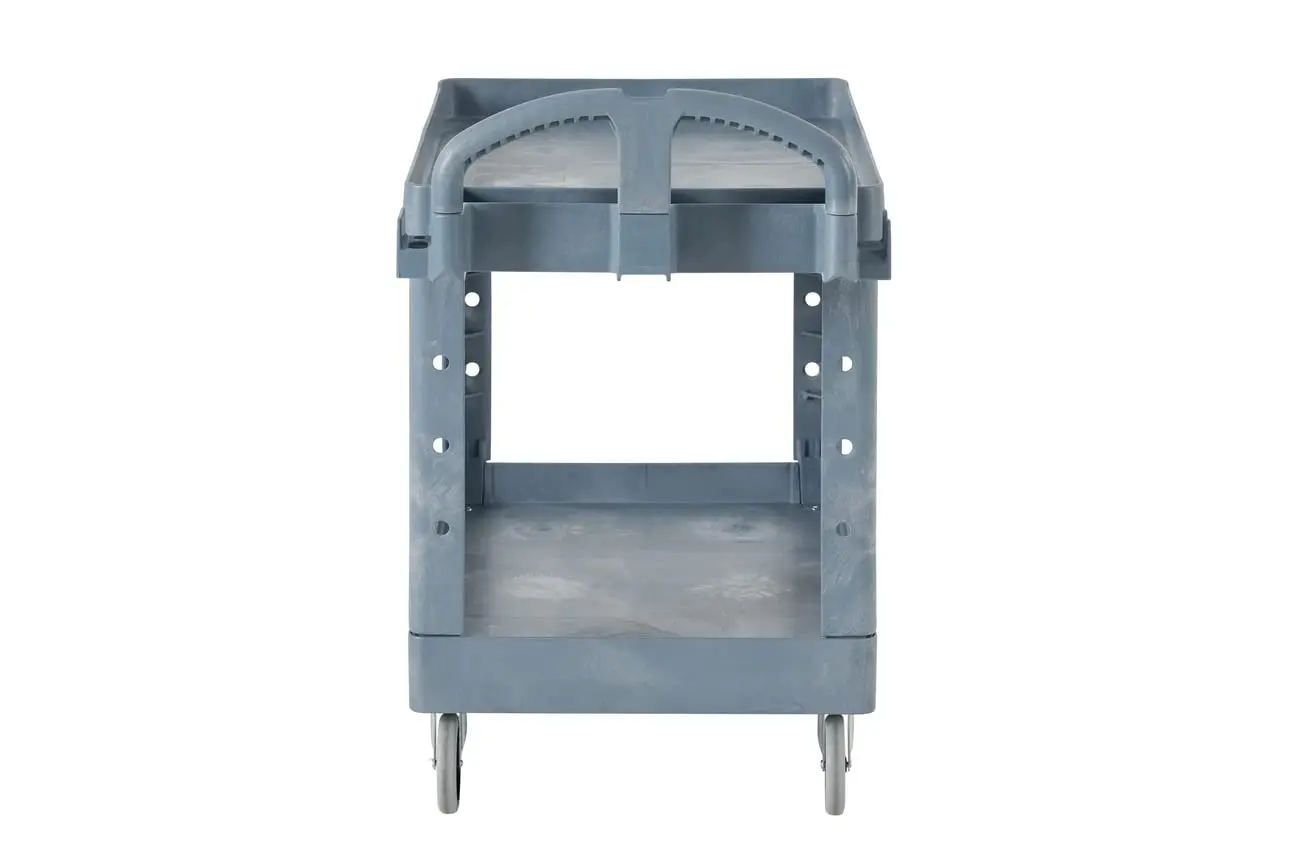 Prodotti Brute Heavy Duty 2-Shelf Utility/carrello di servizio, grandi, ripiani a labbro, maniglia ergonomica, 750 libbre.