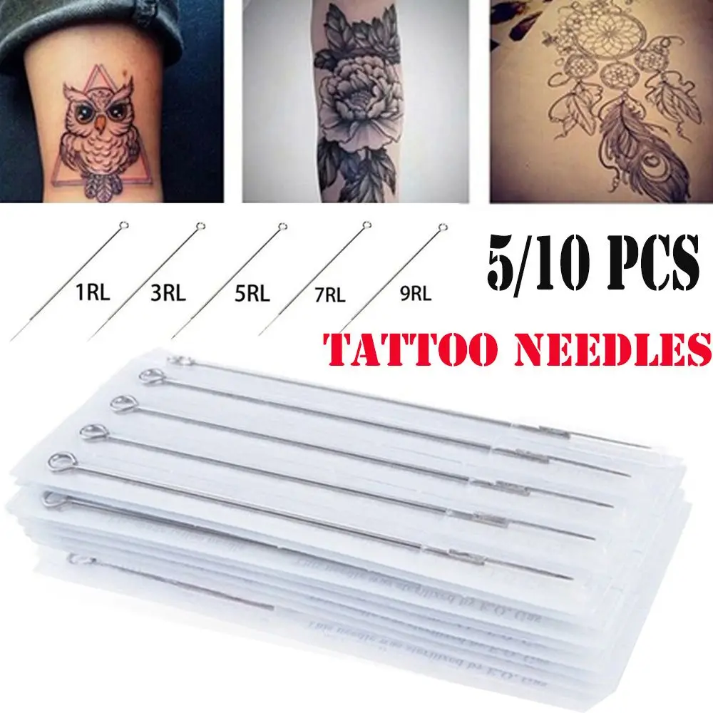 5/10 Pcs Tattoo Supplies Disposable Standard Length Tattoo Needles 1/3/5/7/9/11 RL Sterile Needles Stainless Steel