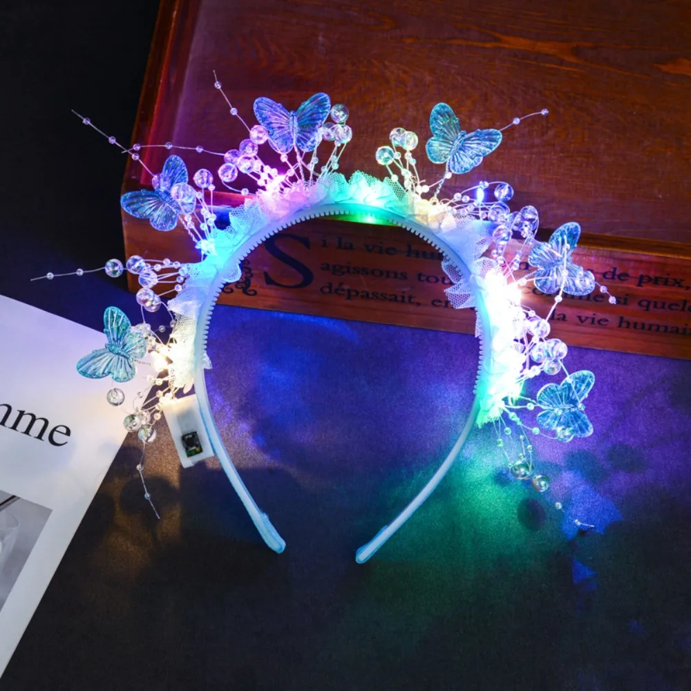 

Sweet LED Light-Up Hairband with LED Lights Butterfly Decoration Butterfly Headband Fairy Style Flower Decoration