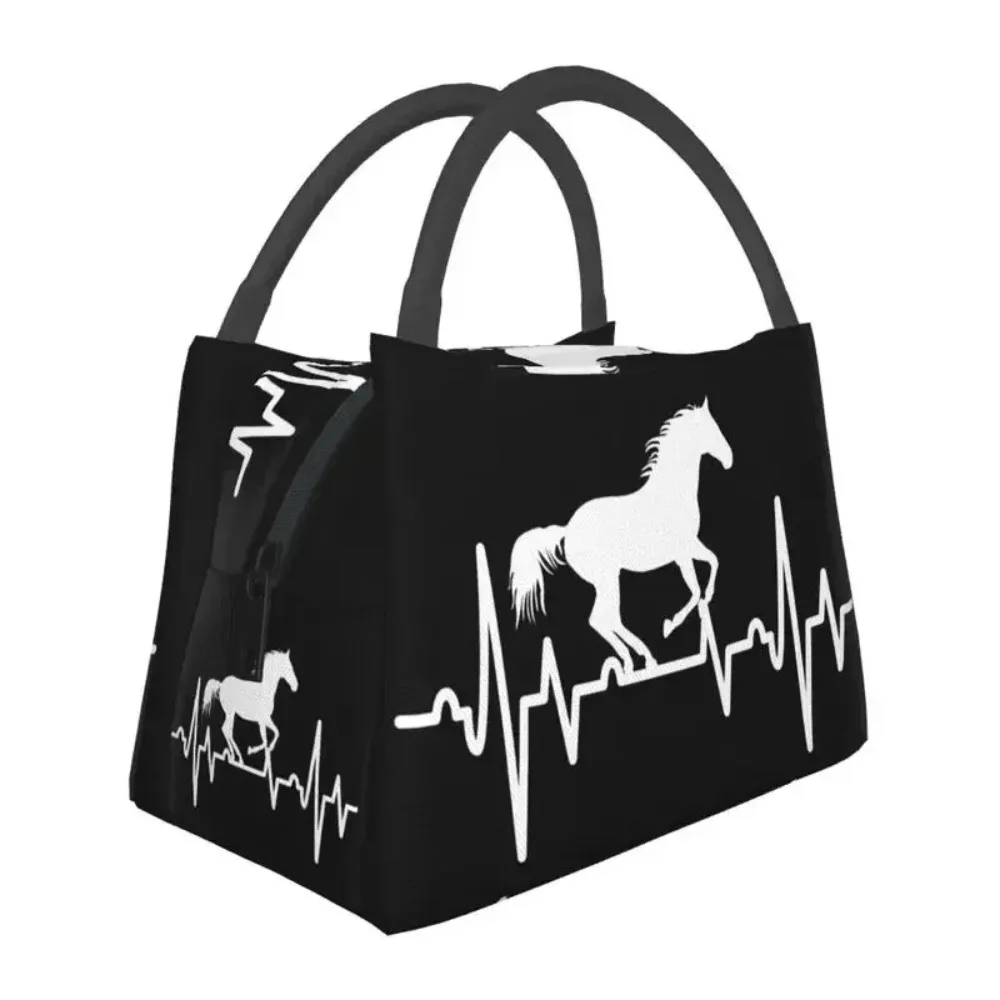 

Horse Heartbeat Lunch Bags Women Cooler Warm Insulated Boxes for Work Pinic or Travel