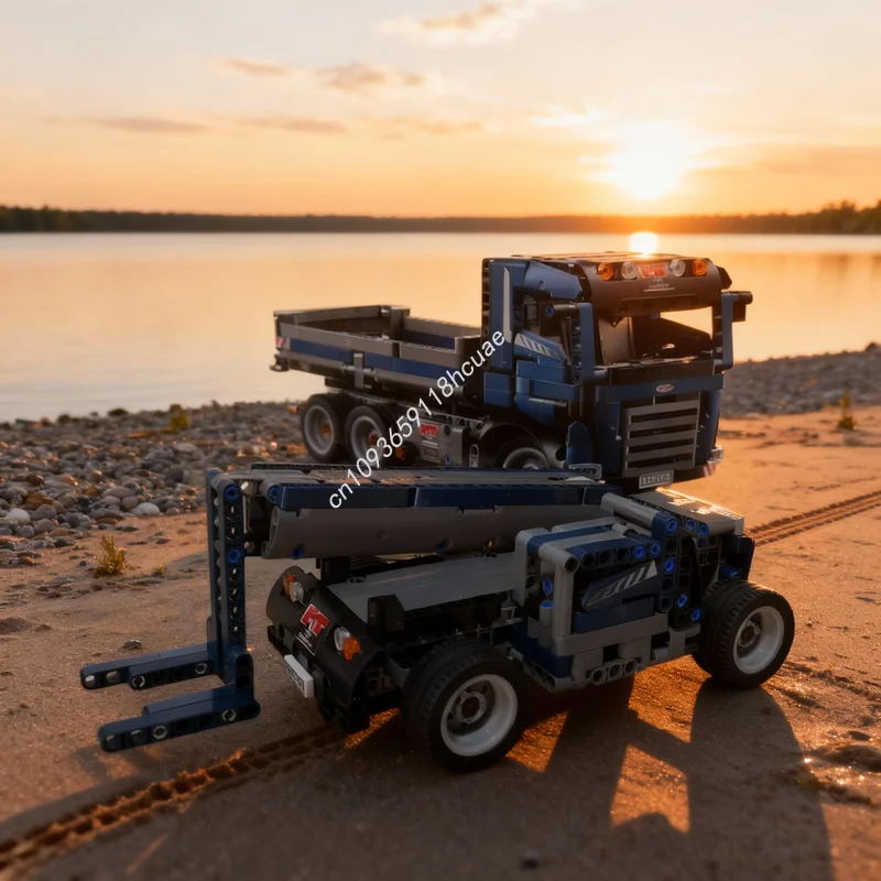 

377 деталей MOC: Техническая модель телескопического погрузчика, конструктор, развивающая игрушка, подарок на Рождество, DIY, креативная идея