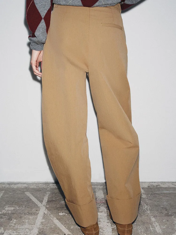 Sweet Casual Trousers New Winter 2025 Women's Faion Pleated Loose Versatile Sweet Sle plus Size Ethnic Stage Clothing