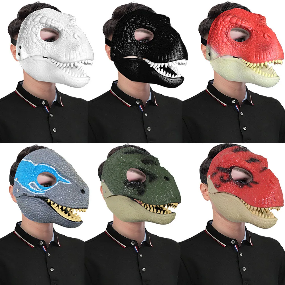 Dino-Maske mit Beweglichem Kiefer Pelzige Dinosaurier-Maske mit Offenem Mund Latex Horror Dinosaurier-Kopfbedeckung Halloween-Party-Kostüm-Maske – Detail 7