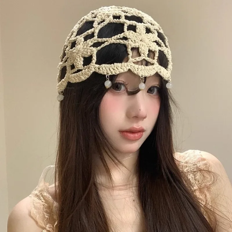 Lady's Hand- Open-weave Hat | Hollow Ethnic Style | Suitable for Daily Wear in Spring and Summer Seasons