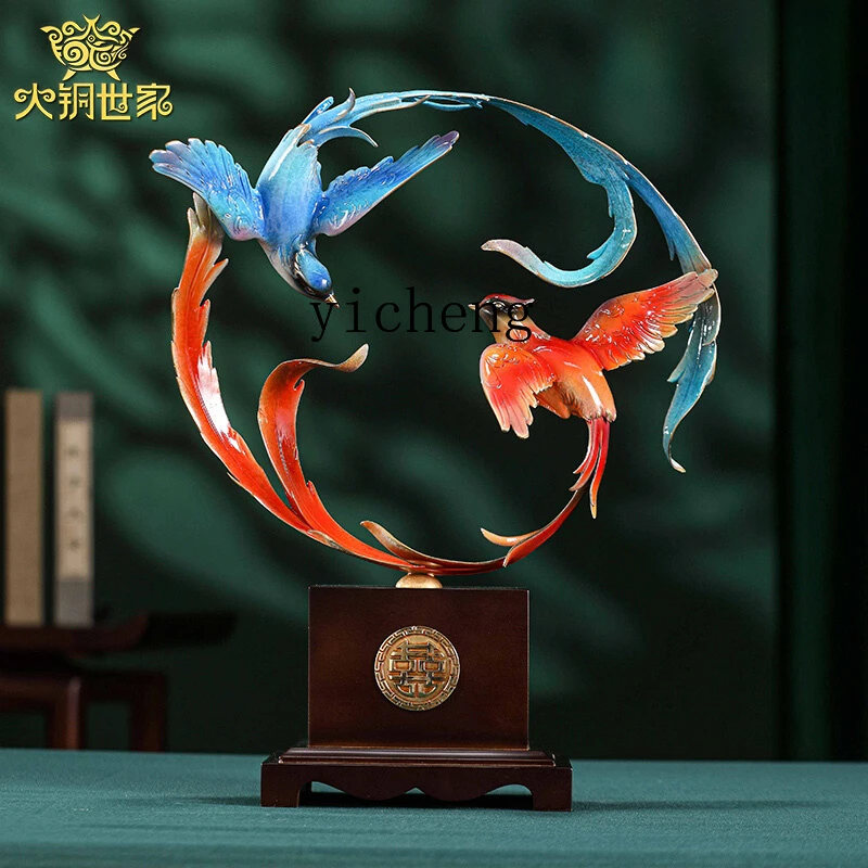 

zz brass flying together ornament bird home living room wine cabinet decoration gift