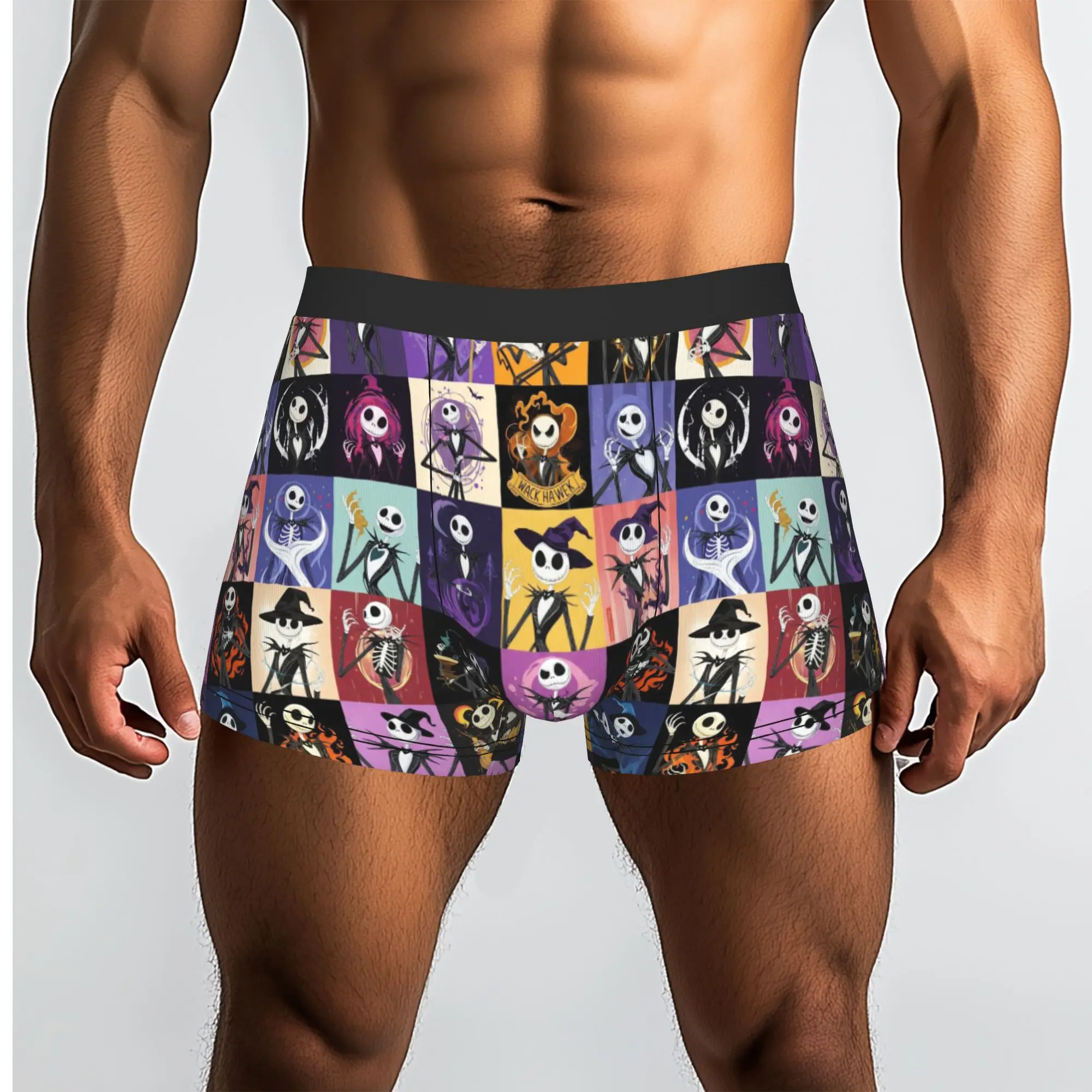 Custom Jack Anime S-Skellingtones Underwear Men Stretch  Boxer Briefs Shorts Panties Soft Underpants For Homme