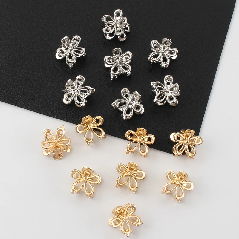 10 stücke Metall Blume Haar Clip Mini Geflecht Haar Haarnadel Kleine Klaue Clip Frauen Mädchen Haar Zubehör Kopfbedeckungen – Detail 2