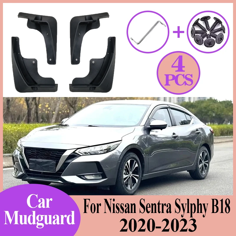 

4 шт. автомобильные брызговики с защитой от брызг, переднее и заднее крыло, крышка колеса, аксессуары для брызговиков для Nissan Sentra Sylphy B18 2020-2023
