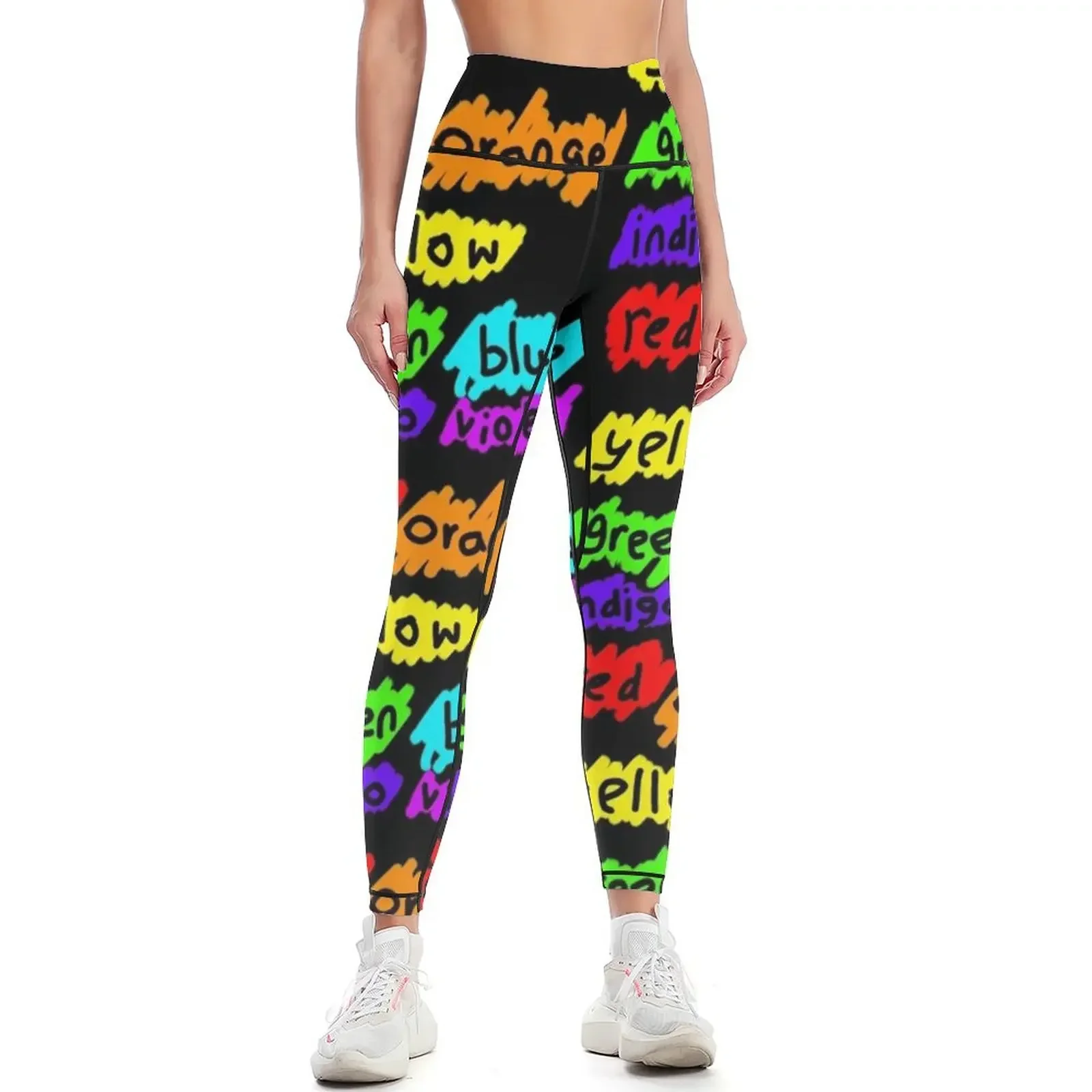 Rainbow colour words Leggings gym's sportswear gym womans Clothing fitness Women's pants Womens Leggings