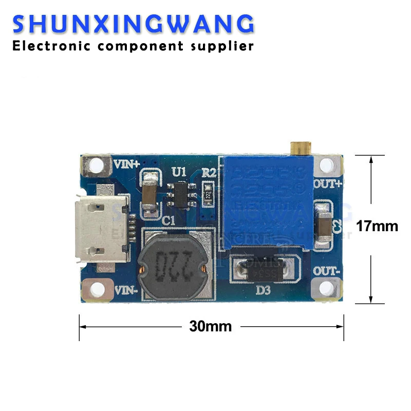 MT3608 2A DC-DC Step Up Converter Booster Power Supply Module with MICRO USB MAX output 2V-24V to 5V 9V 12V 28V for DIY