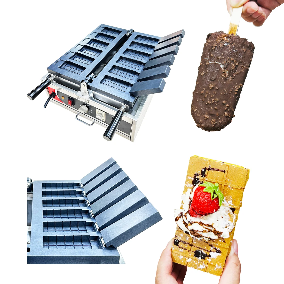 1PCS Popsicle Shape Waffle Maker Commercial Electric Ice Cream Pops Machine For Small Business