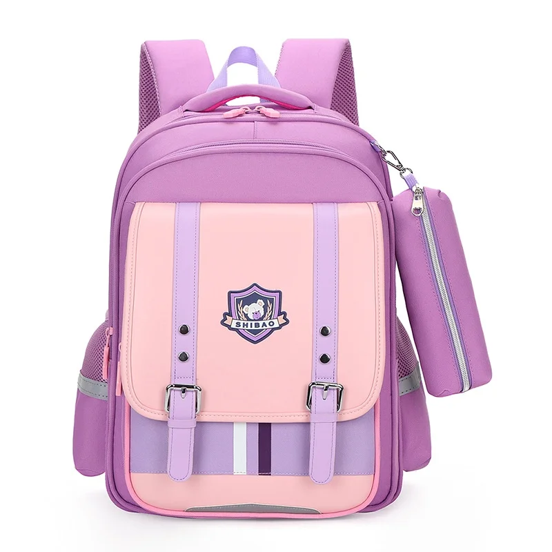 Children Cartoon Simple Large Capacity Backpacks for Students Aged 6-12 New Primary Girl Boy Reflective Schoolbags with Pen Bag