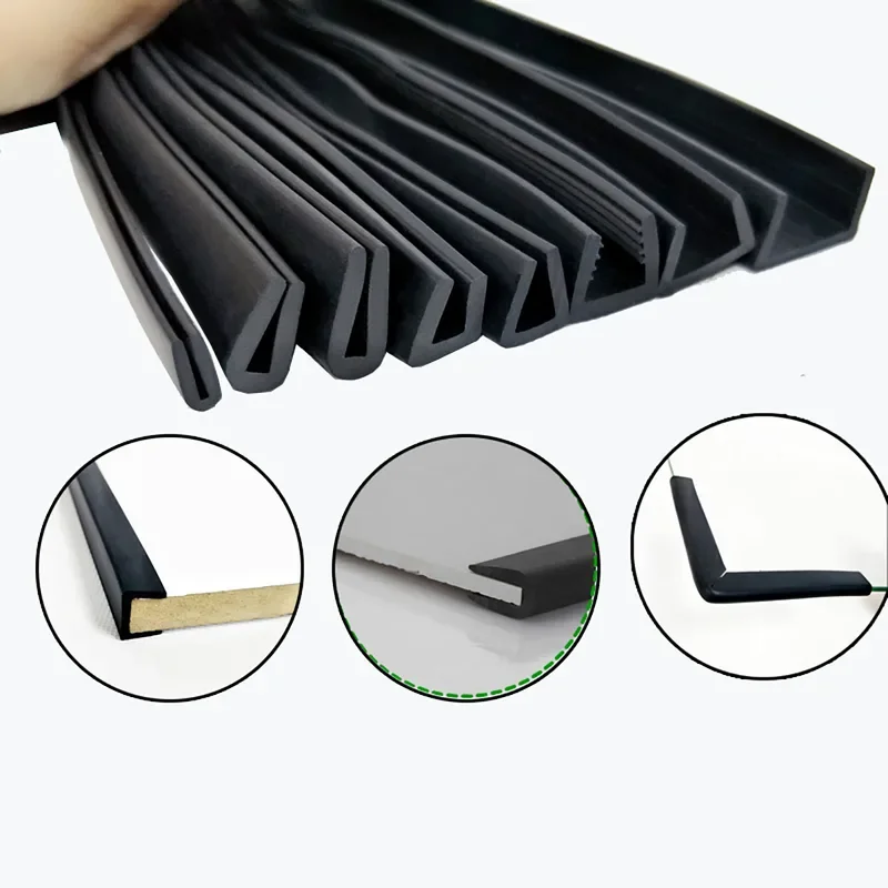 

1/2/3/5/10M Black Rubber U-Shaped Sealing Strip Glass Table Chair Metal Wood Panel Edge Shield Anti-Collision Protection Strip