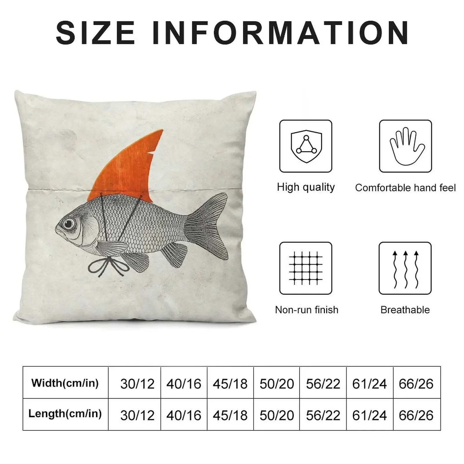 Goldfish with a Shark Fin Throw Pillow Throw Pillow Decorative pillow case Custom Cushion Photo