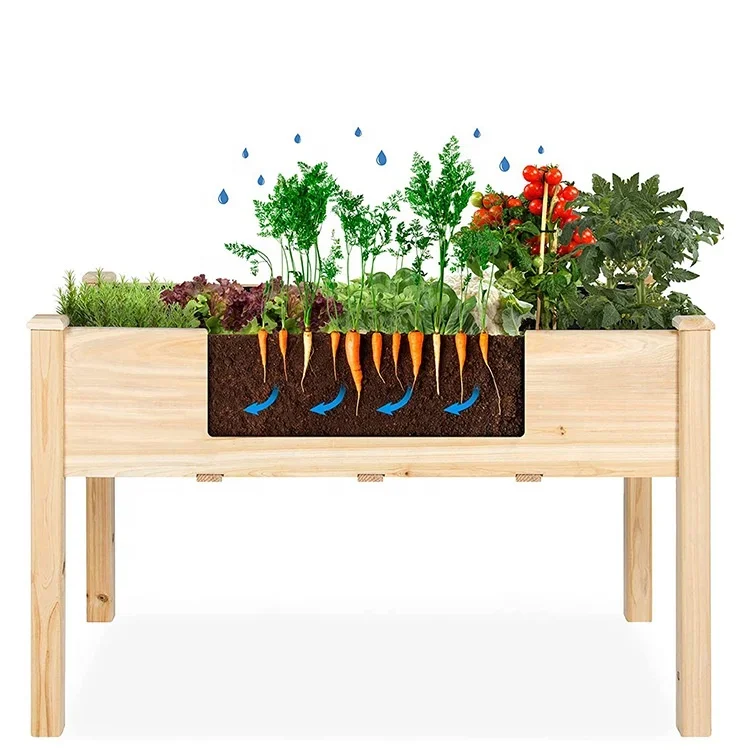 OEM Factory Custom Garden Supplies Wood Planter Box For Vegetables And Flowers Elevated Wooden Raised Garden Bed With Legs