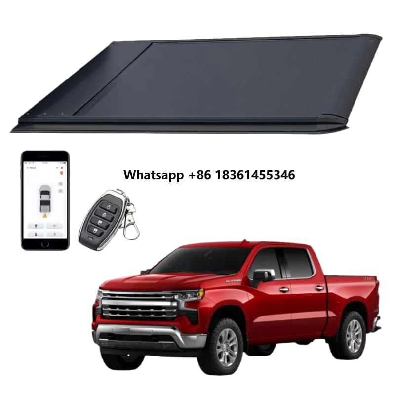 For T8 T9 and Silverado Pickup Trucks with Waterproof & Locking Function Aluminum Alloy Electric Retractable Tonneau Cover