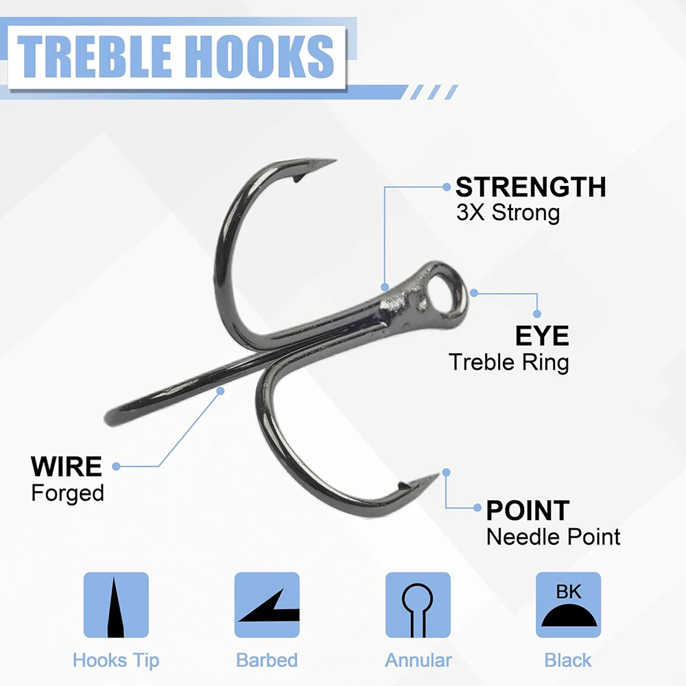 EASY CATCH 500pcs/lot Super Sharp Anchor Hook Sea Fishing Treble hook size Triple Hooks for jig fishing lure tackle